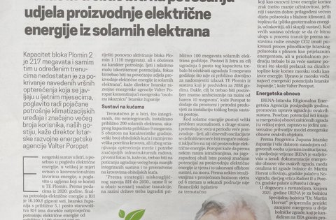 Istarska županija s približno 5,1 posto stanovništva Hrvatske ima donekle natprosječnu potrošnju električne energije