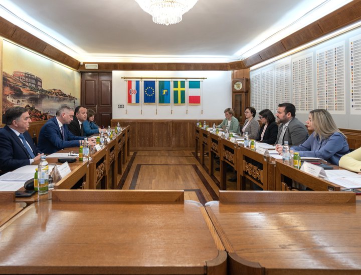 Il presidente Boris Miletić alla sua prima visita ufficiale alla Città di Pola