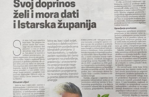 Naš planet se suočava s velikim promjenama, nažalost negativnim, a sve su one posljedica čovjeka. Svoj doprinos mora dati i Istarska županija